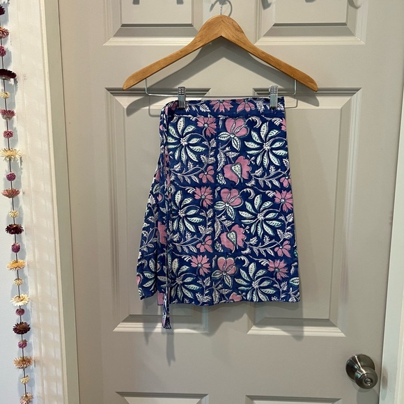 Floral Wrap Skirt - Blue and Pink - Picture 1 of 3